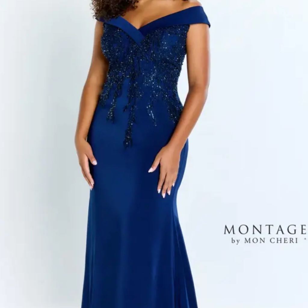 Nwt Mon Cheri Montage 220932 Evening/ Mob Dress Navy Blue -- Size 14, Msrp $645